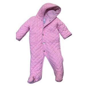 Baby Girls Ralph Lauren Light Pink Quilted Infant Snowsuit Sz 9 months